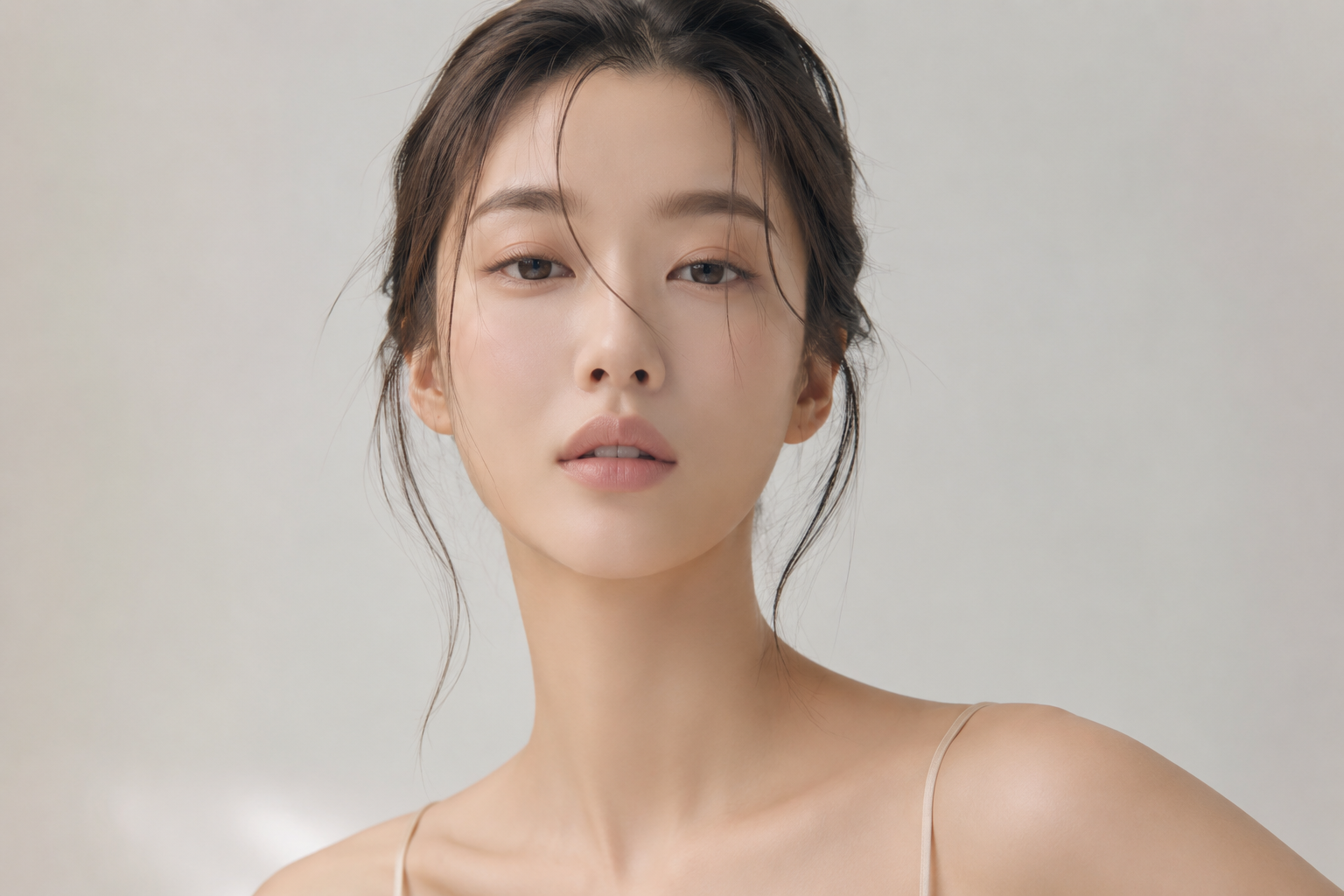 중안부 비율과 얼굴 균형을 자연스럽게 표현한 프리미엄 뷰티 모델 이미지