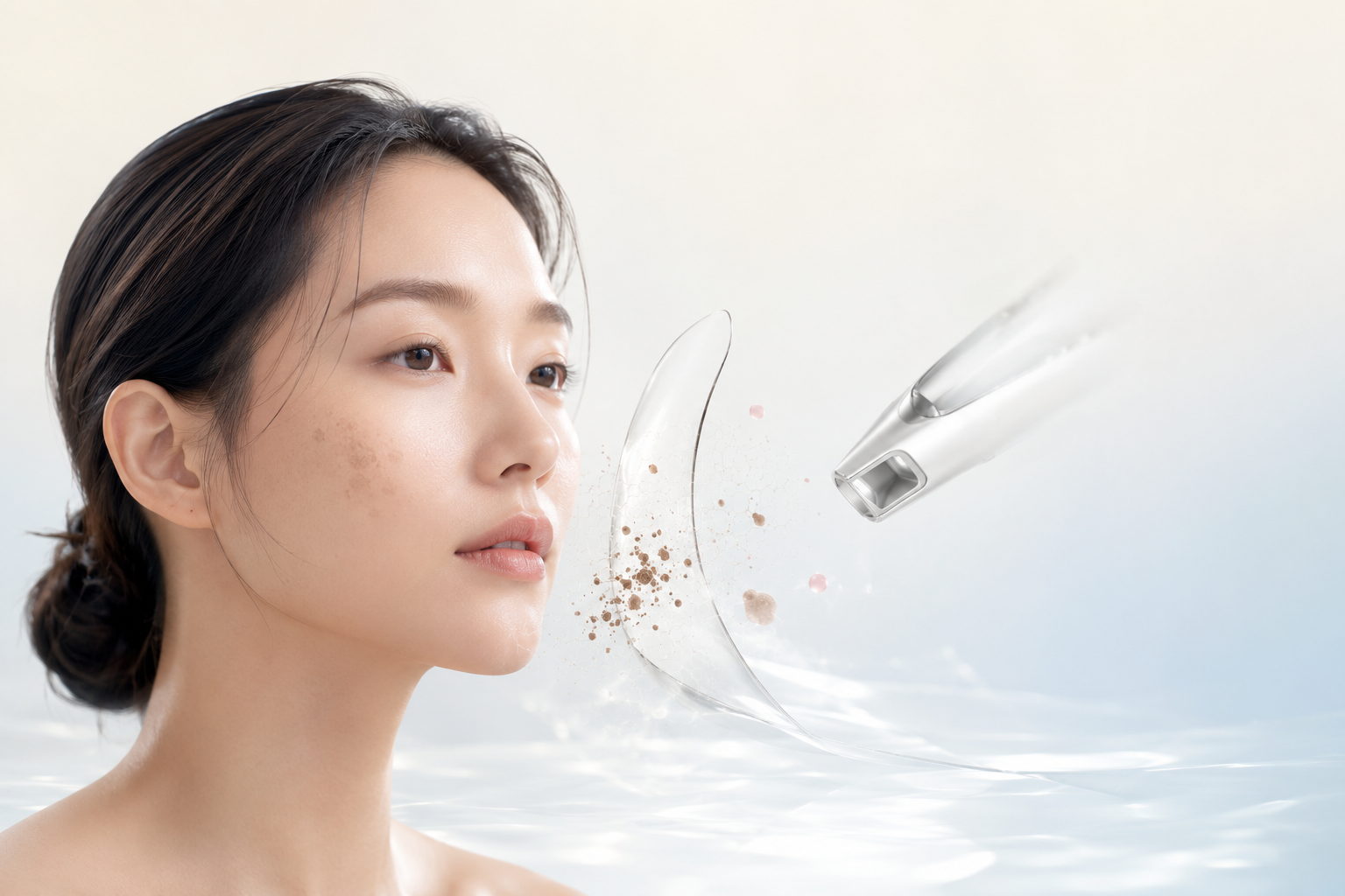레이저 토닝 뒤 나타날 수 있는 일시적 색 진해짐, 염증 후 과색소침착과 얼룩형 저색소침착을 구분해 보여주는 일러스트