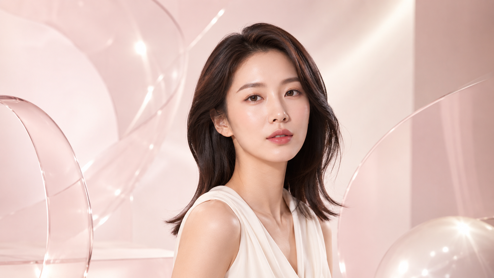 로즈베리 색상의 부드러운 블러 립 메이크업을 연출한 이미지